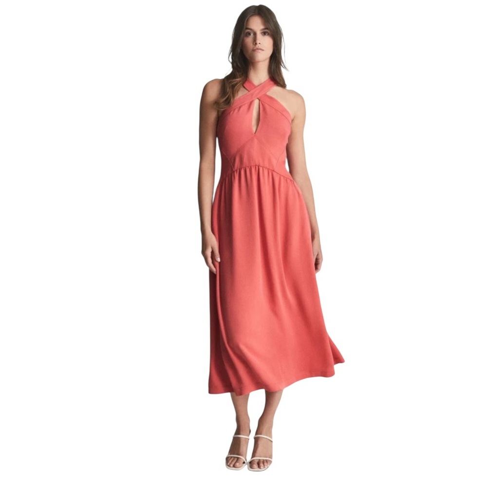 REISS Orla Halter Neck Midi Dress size 8